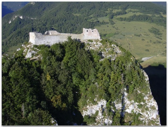 View of the fortress at Montsgur from the air